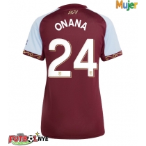 Camiseta Aston Villa Amadou Onana #24 Primera Equipación para mujer 2025-26 manga corta